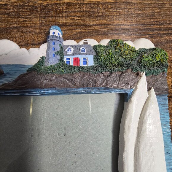 3D Lighthouse Nautical With Sailboats Frame Resin Design Holds 4 x 3 Inch Photo - Picture 10 of 15